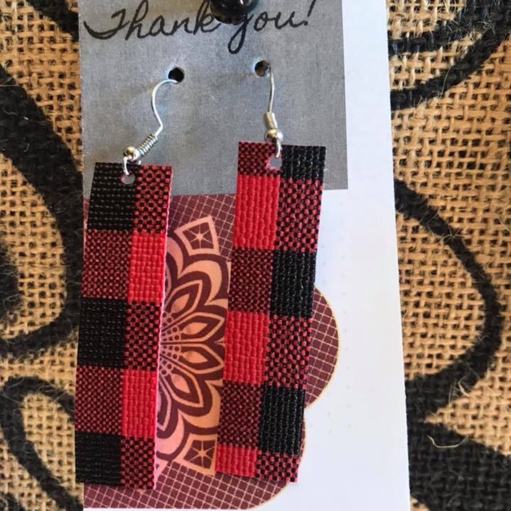Red and Black Plaid Earrings